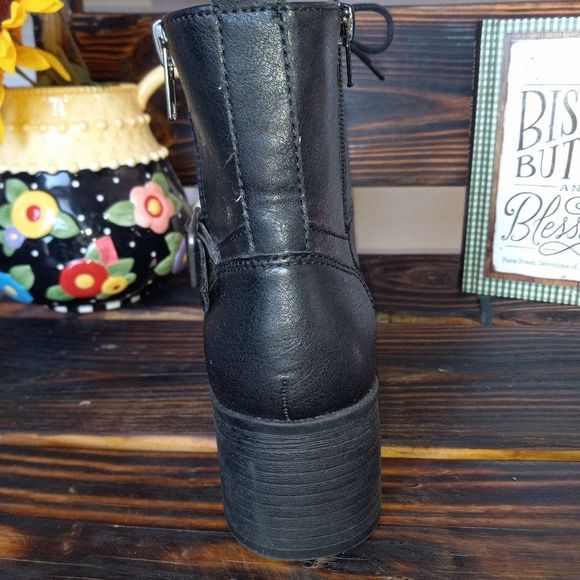 SUGAR Combat Chunky Heel Ankle Boots - Picture 11 of 13